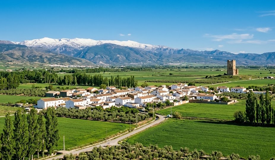 Paisaje llano de la Vega de Granada en Chauchina
